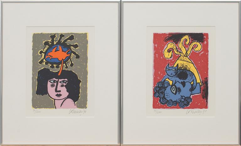 BEVERLOO CORNEILLE, 2 st, färgserigrafier, signerade och daterade 91, numrerade 94/200.