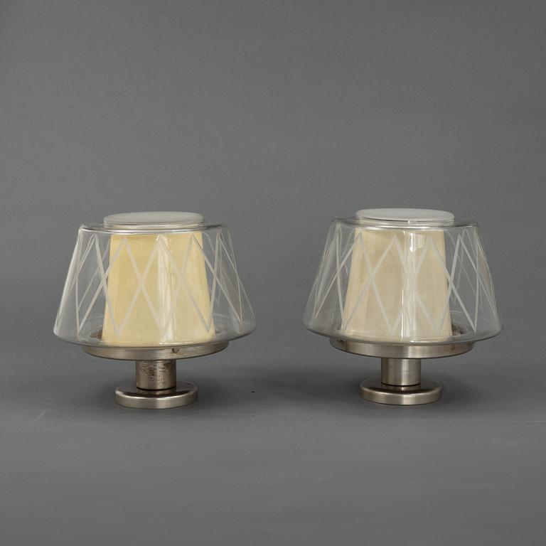 Harald Notini, a pair of model '11197' ceiling lamps, Arvid Böhlmarks Lampfabrik, Stockholm, 1940's/50's.