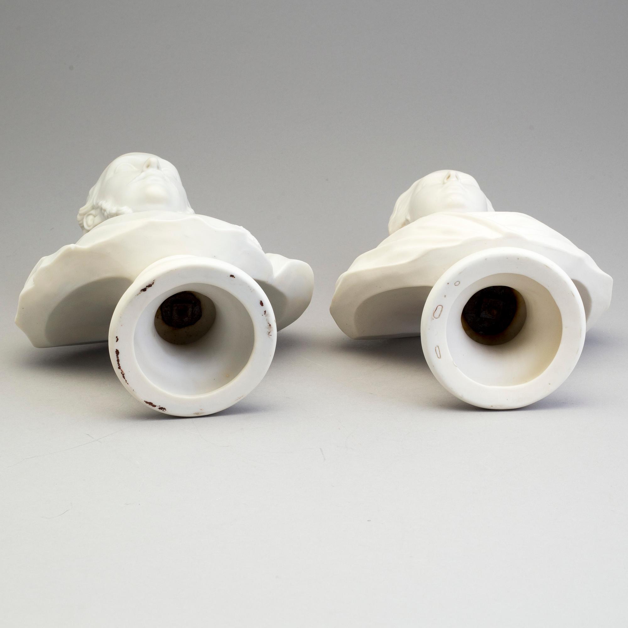A PAIR OF PARIAN BUSTS, Gustafsberg, second half of the 19th century.