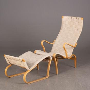 BRUNO MATHSSON, 'Miranda' armchair and foot stool.