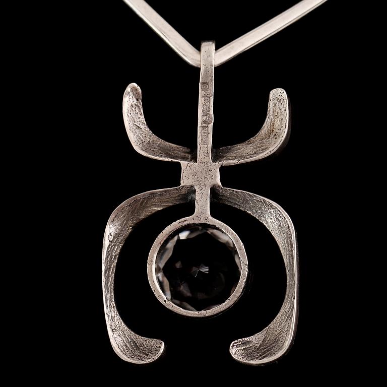 COLLIER, silver och sterlingsilver, hänge BJK Stockholm 1974.