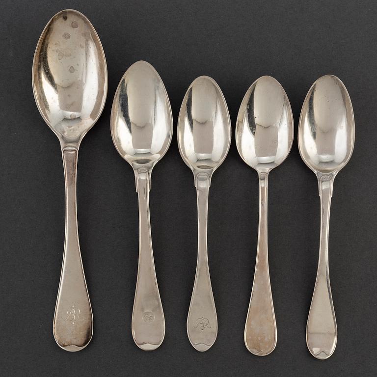 11 silver spoons, among others Magnus Ljungqvist, Kristianstad 1804.