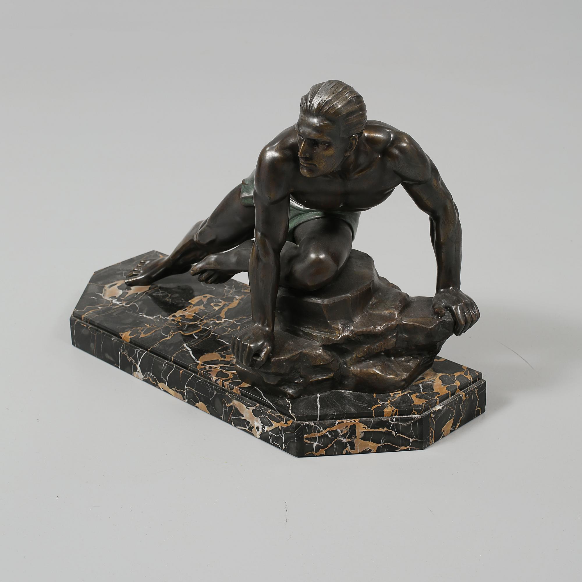 SKULPTUR, bronserad och grönpatinerad metall, 1900-talets första hälft.