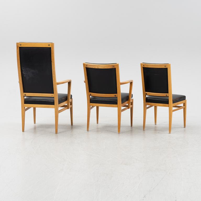 Carl Malmsten, karmstolar 4 st, samt stolar, 3 st, "Riksdagen", 1940-tal. Proveniens Sveriges Riksdag, formgivna 1940.