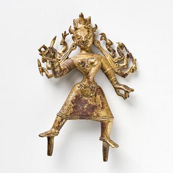 A gilt figure of Durga, North India, 16th/17th century.