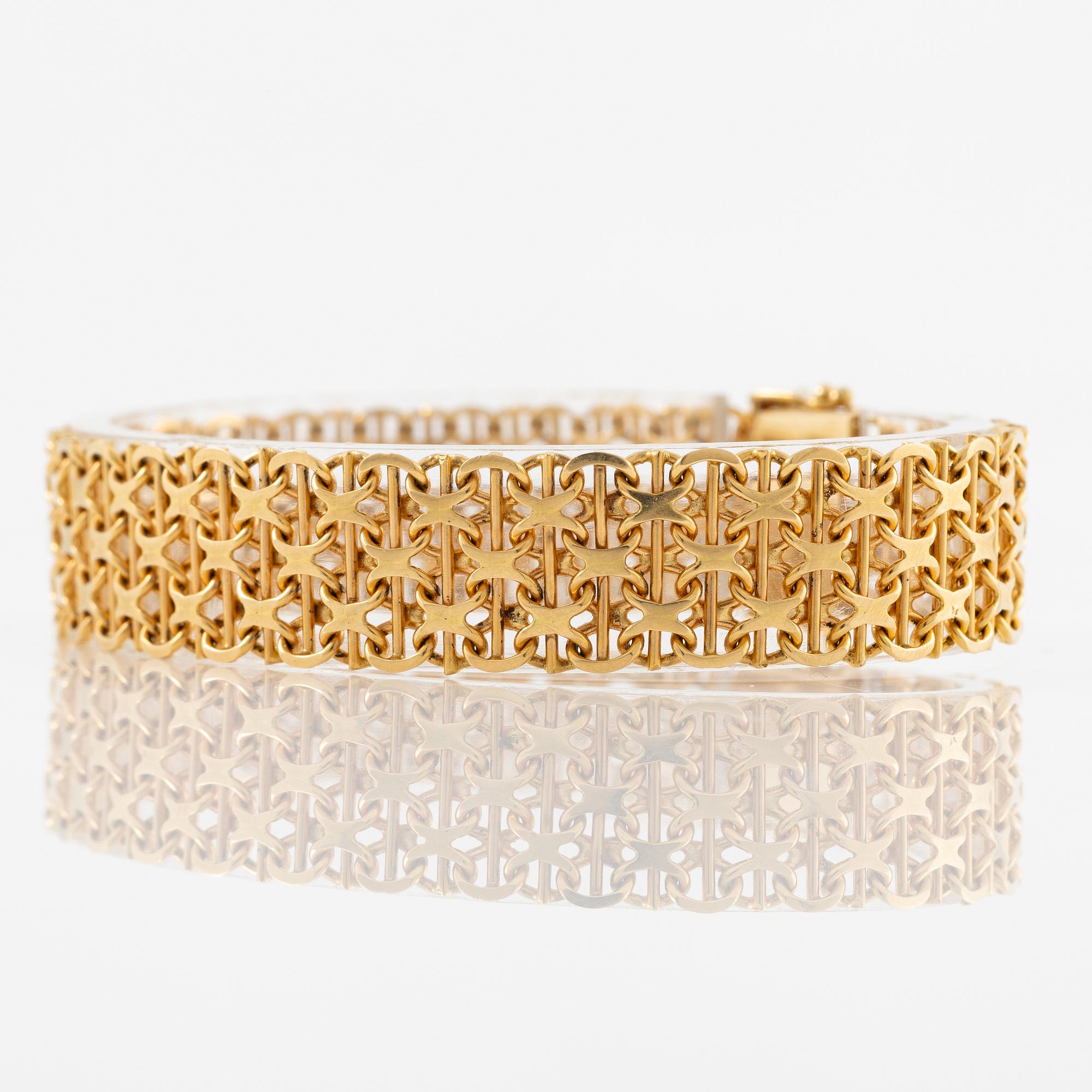 Armband, 18K guld, x-länk.