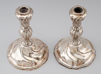 LJUSSTAKAR, 1 par, silver, 1900-talets mitt.