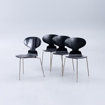 Arne Jacobsen, Chairs, 4, “Ant”, Fritz Hansen, Denmark, 1950s/60s.
