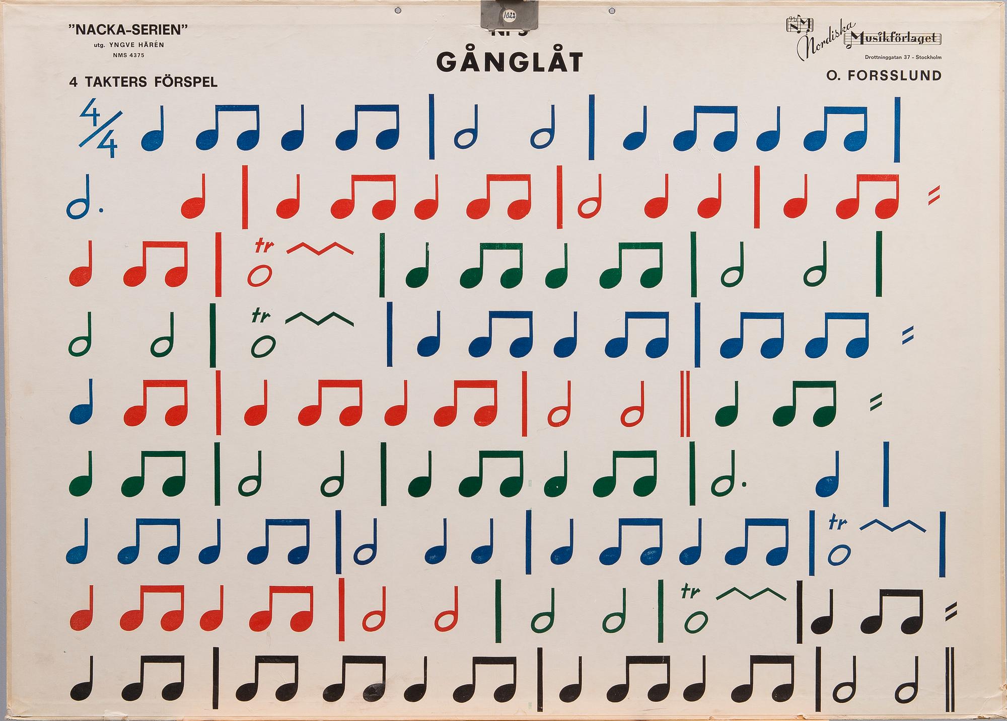 A SET OF 7 SCHOOL POSTERS, Nodiska Musikförlaget, Stockholm Sweden, mid 1900s.