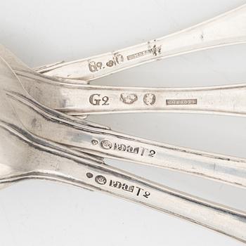 Ten silver spoons, Sweden, second half of the 18th century.