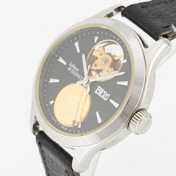 Bernhard H. Mayer, Sphere of Silence Coin Watch, wristwatch, 33.5 mm.