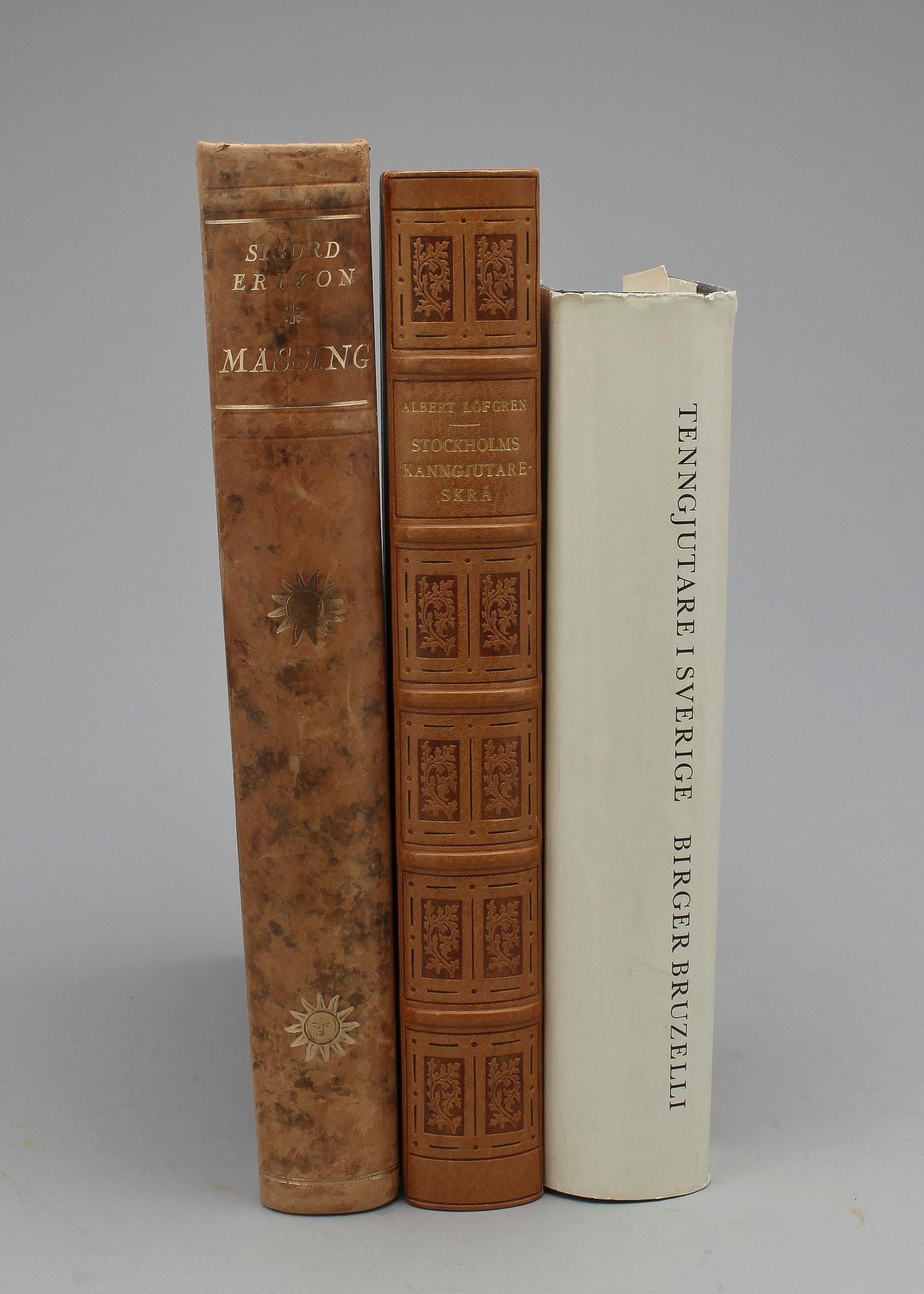 PARTI BÖCKER, 3 st, tenn och mässing.