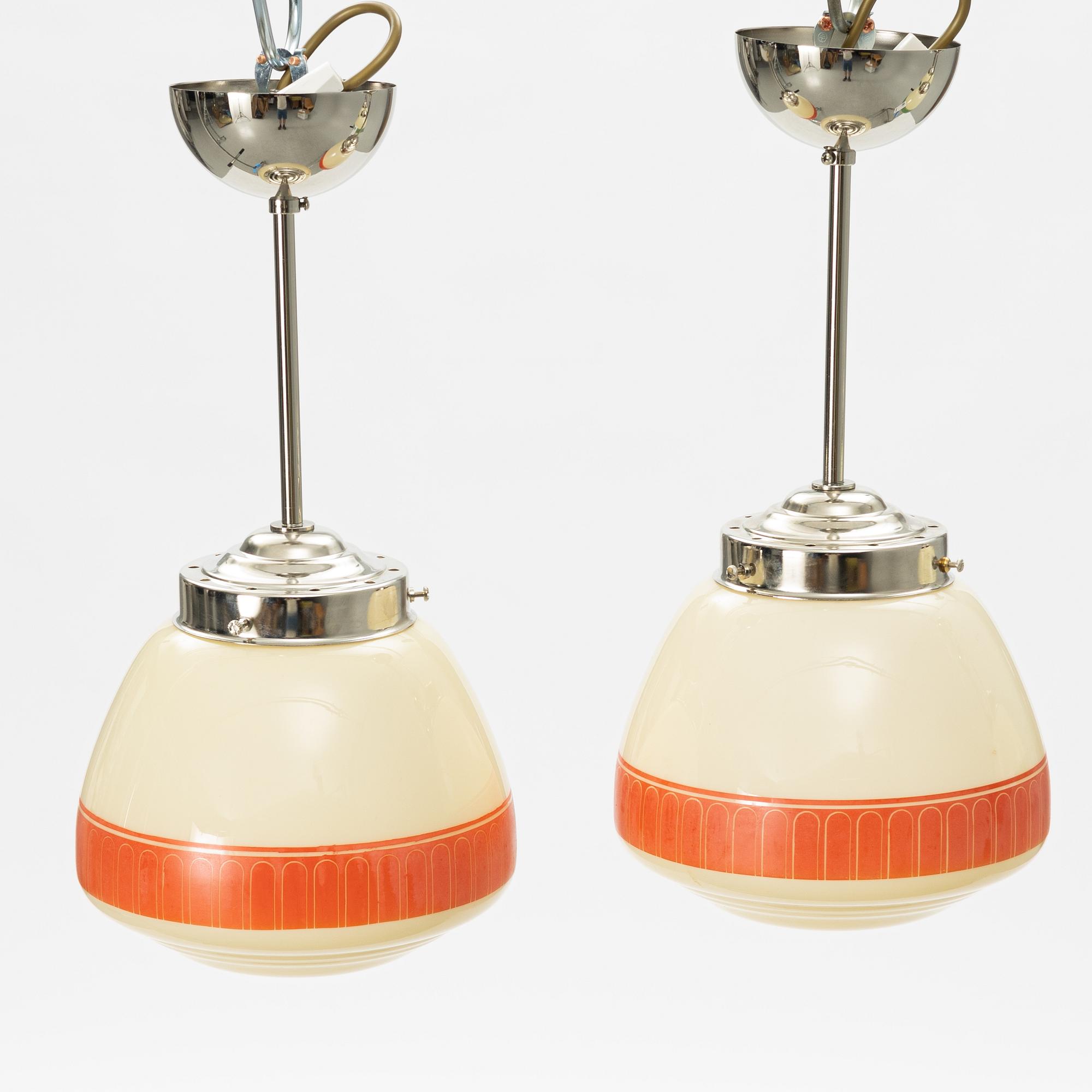 Ceiling lamps, a pair, 1940s.