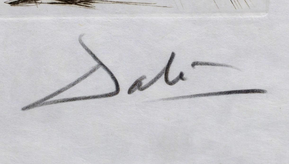 SALVADOR DALÍ, colourprinted drypoint etching on Japan nacré, signed and numbered XXXIX/LXXV.