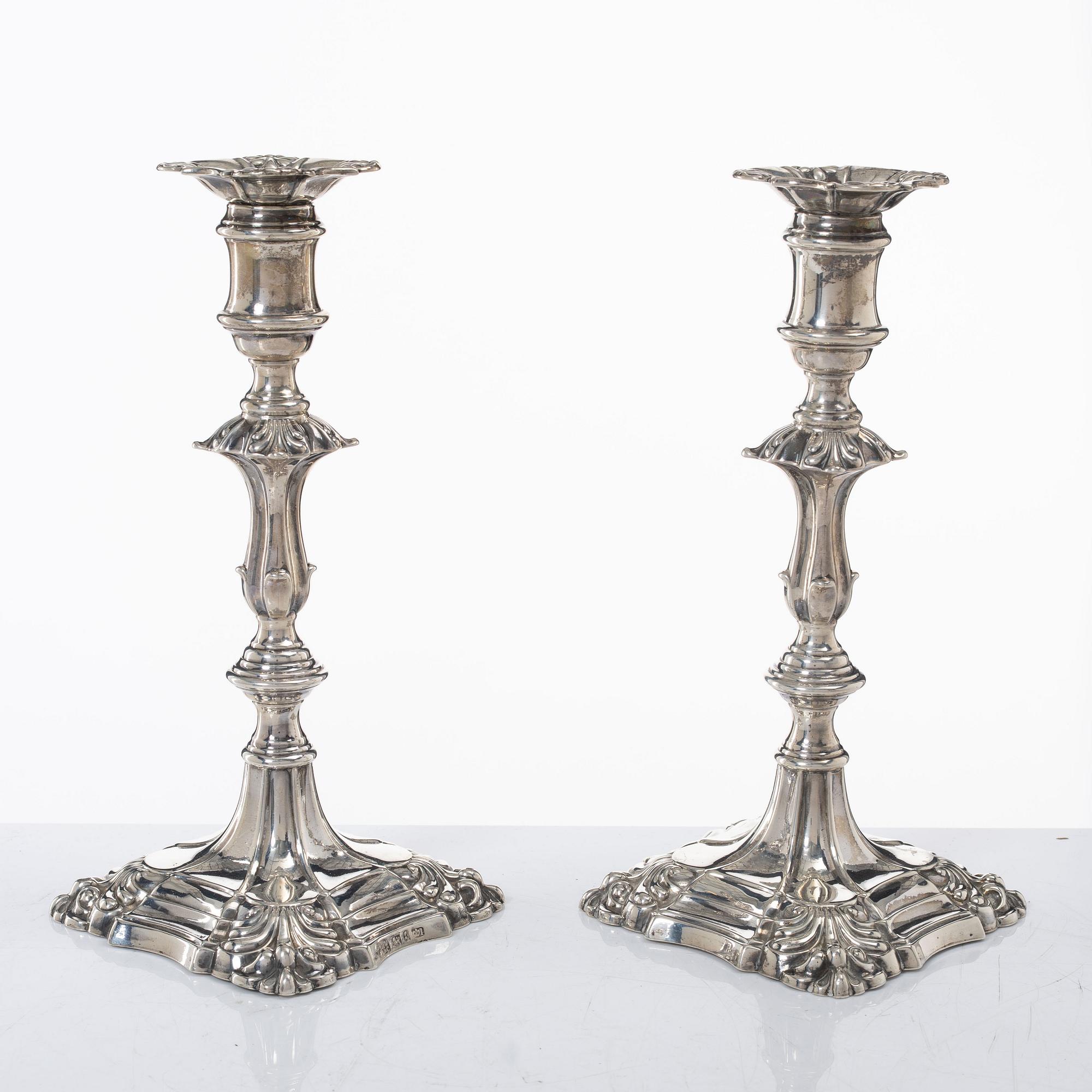Candelsticks, a pair, silver, Sheffield 1833-34, mark of possibly Henry Wilkinson & Co.