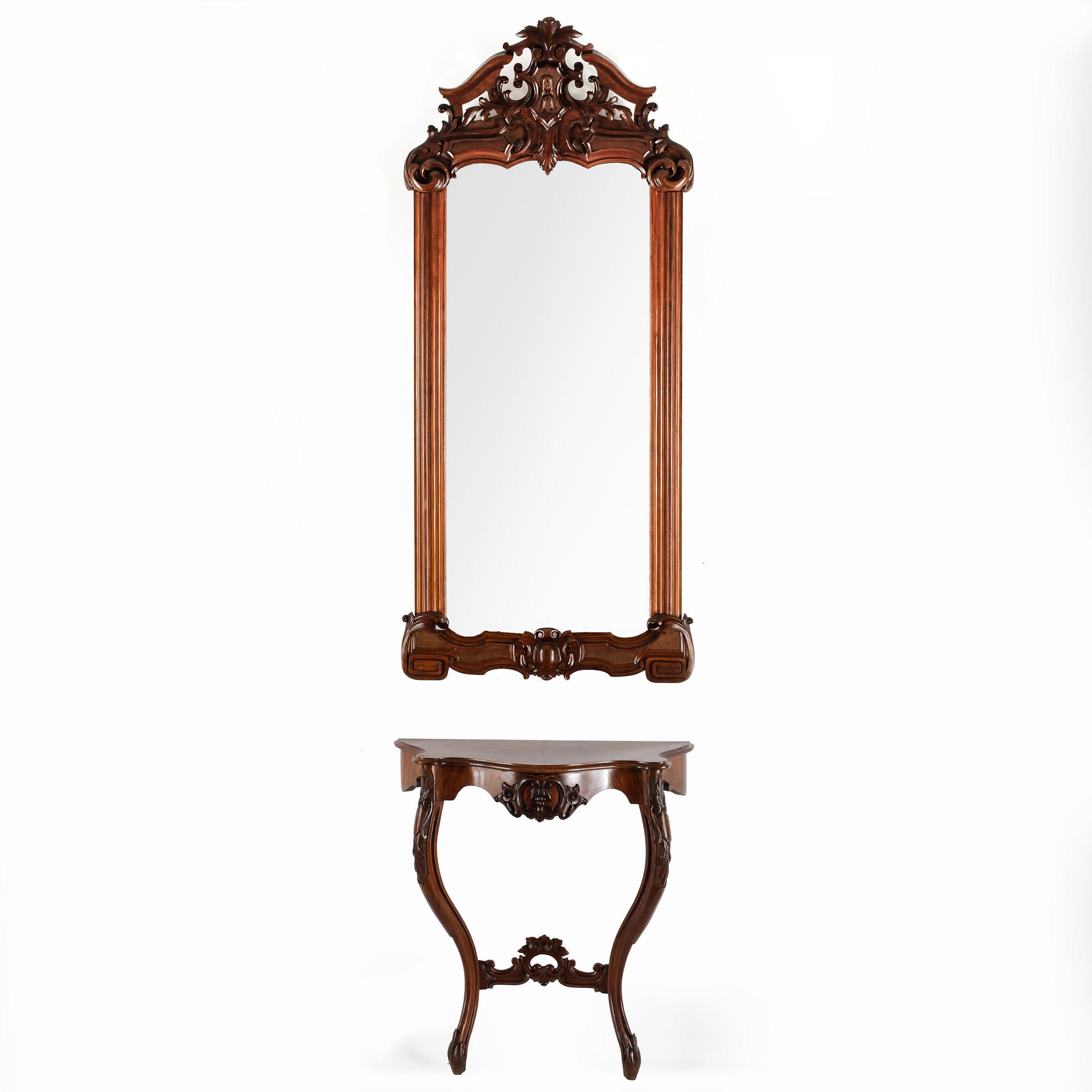 SPEGEL med KONSOLBORD, nyrokoko, 1800-talets slut.