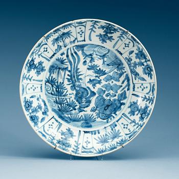 1838. A blue and white charger, Ming dynasty, Wanli (1572-1620).