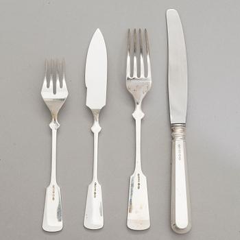 GÖSTA HELENIUS, A 48-piece silver set of dinner and fish cutlery, Turku, Finland 1919.