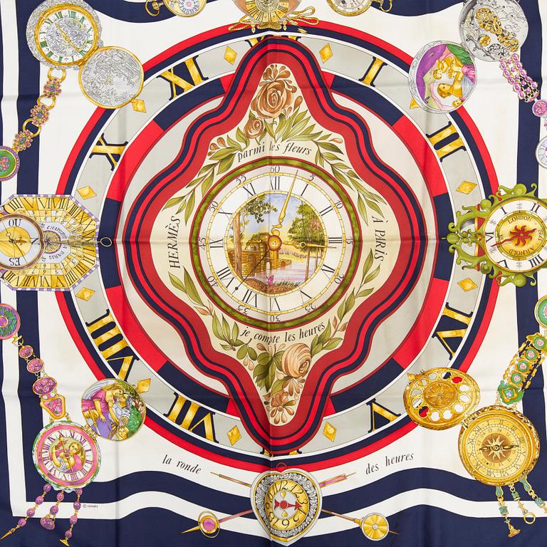 HERMÈS, silk scarf 'La ronde des heures'.