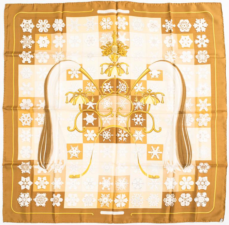 Hermès, a 'Carillons d'Hiver' silk scarf.