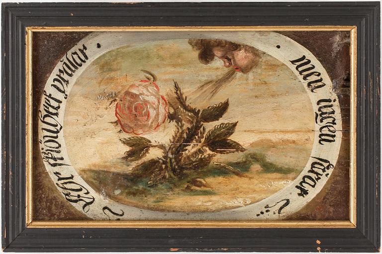 OKÄND MÄSTARE, 2 st målningar, olja på pannå, Sverige, 1700-tal.