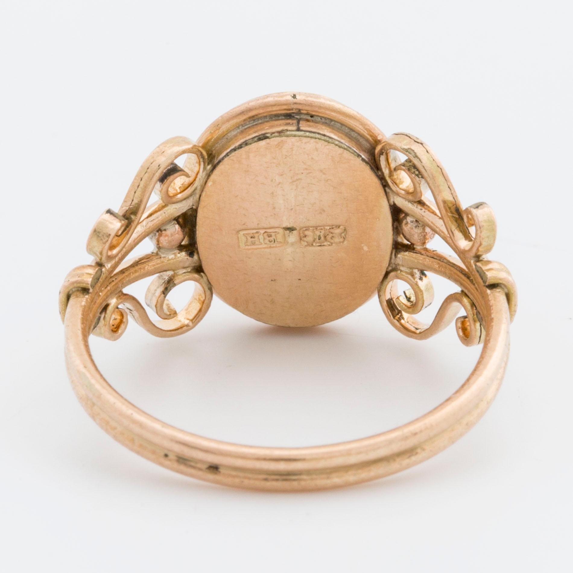 RING, 14K guld m blodsten ca 12 x 8 mm.