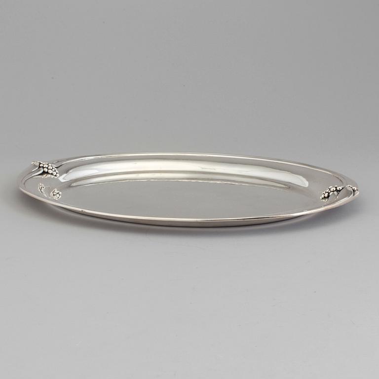A Danish Art Nouveau oval silver tray, maker's mark Grann & Langlye, Copenhagen, 1939.
