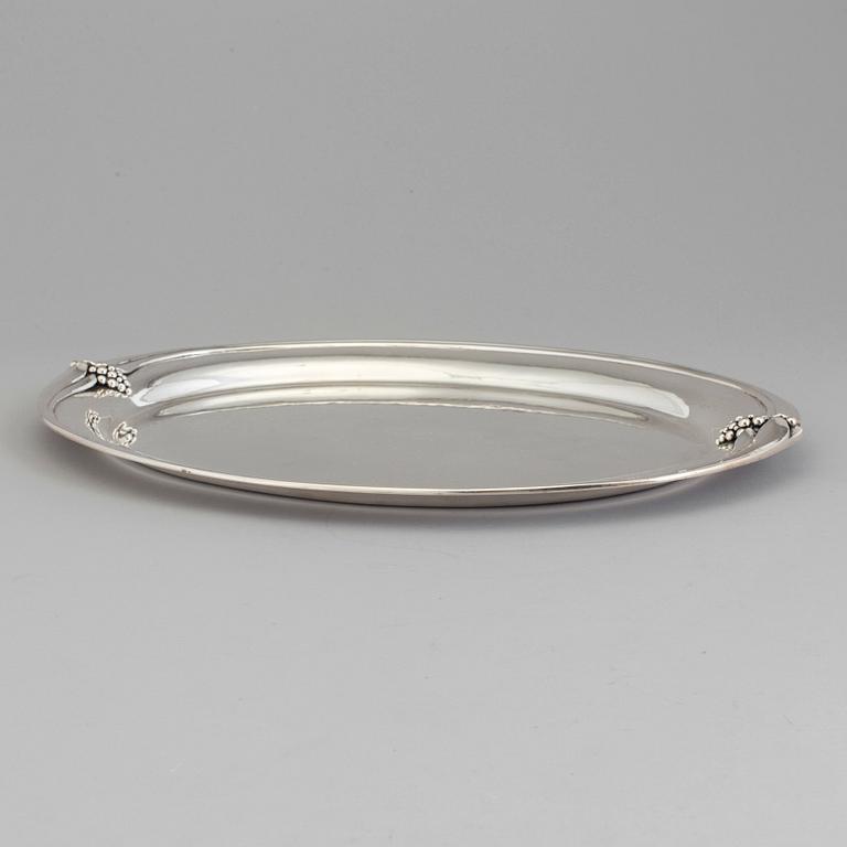 A Danish Art Nouveau oval silver tray, maker's mark Grann & Langlye, Copenhagen, 1939.