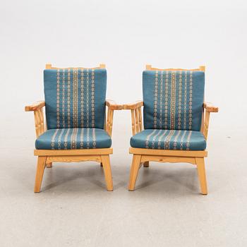 Fåtöljer 1 par, furu, Krogenes Möbler, Norge 1900-talets senare del.
