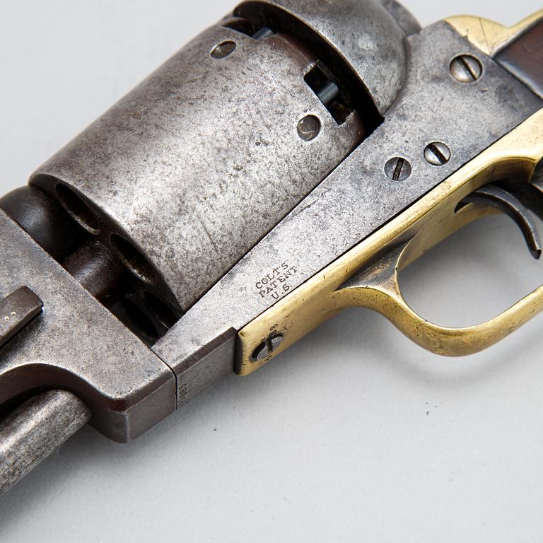 A Colt Dragoon first model percussion revolver with replacement barrel with British marks. serial no on other parts 4088.