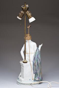 BORDSLAMPA, porslin, tidigt 1900-tal.