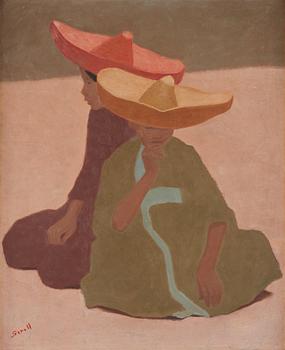 397. Greta Gerell, Seated children in large hats.