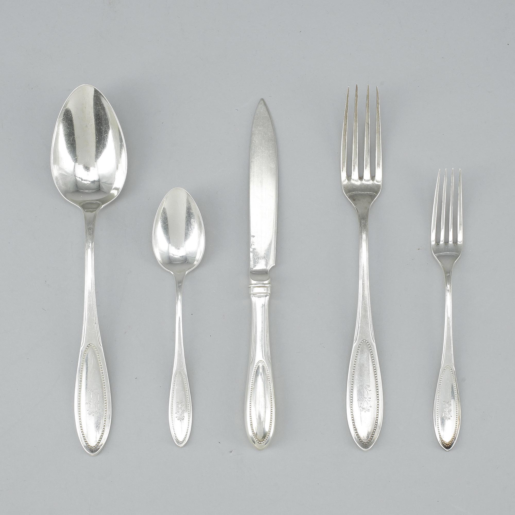 BESTICKSERVIS, 27 delar, silver, K Anderson, Stockholm, 1916. Vikt ca 904g.