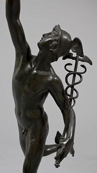 SKULPTUR, "Hermes", patinerad brons, efter Giambologna, sekelskiftet 1800/1900.