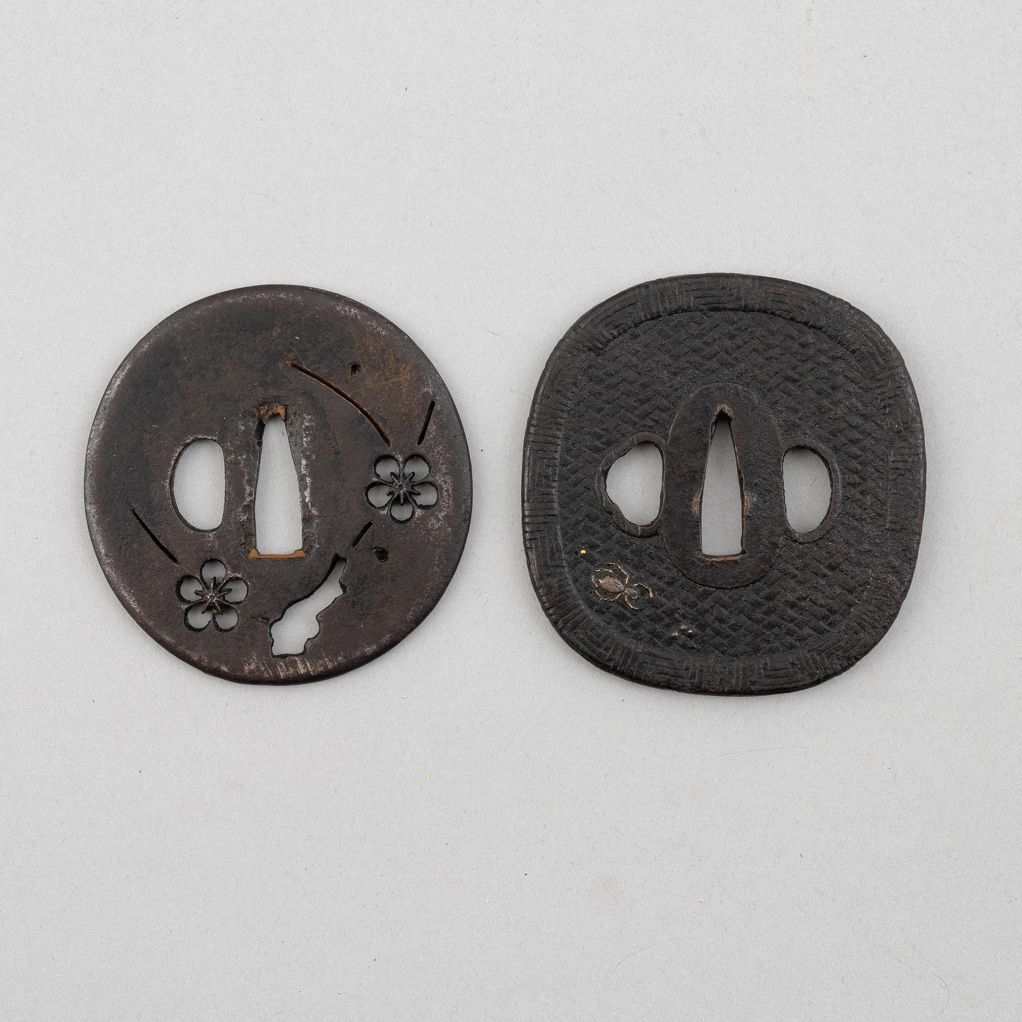 Two Edo tsubas, Japan, mumei.
