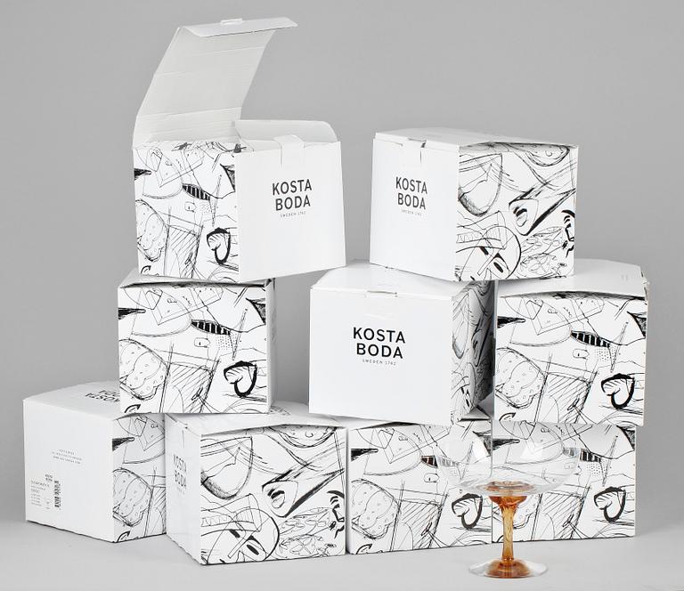 GLAS, 9 st, "Sugar Dandy", Åsa Jungnelius, Kosta Boda.