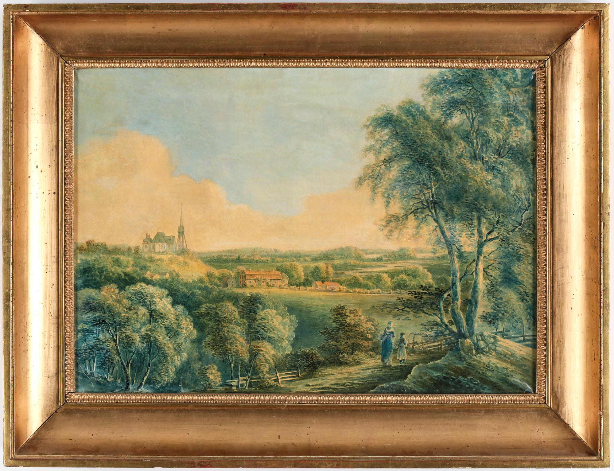 JOHAN FREDRIK JULIN, tillskriven, blandteknik på papper, uppklistrad på pannå, ej signerad.