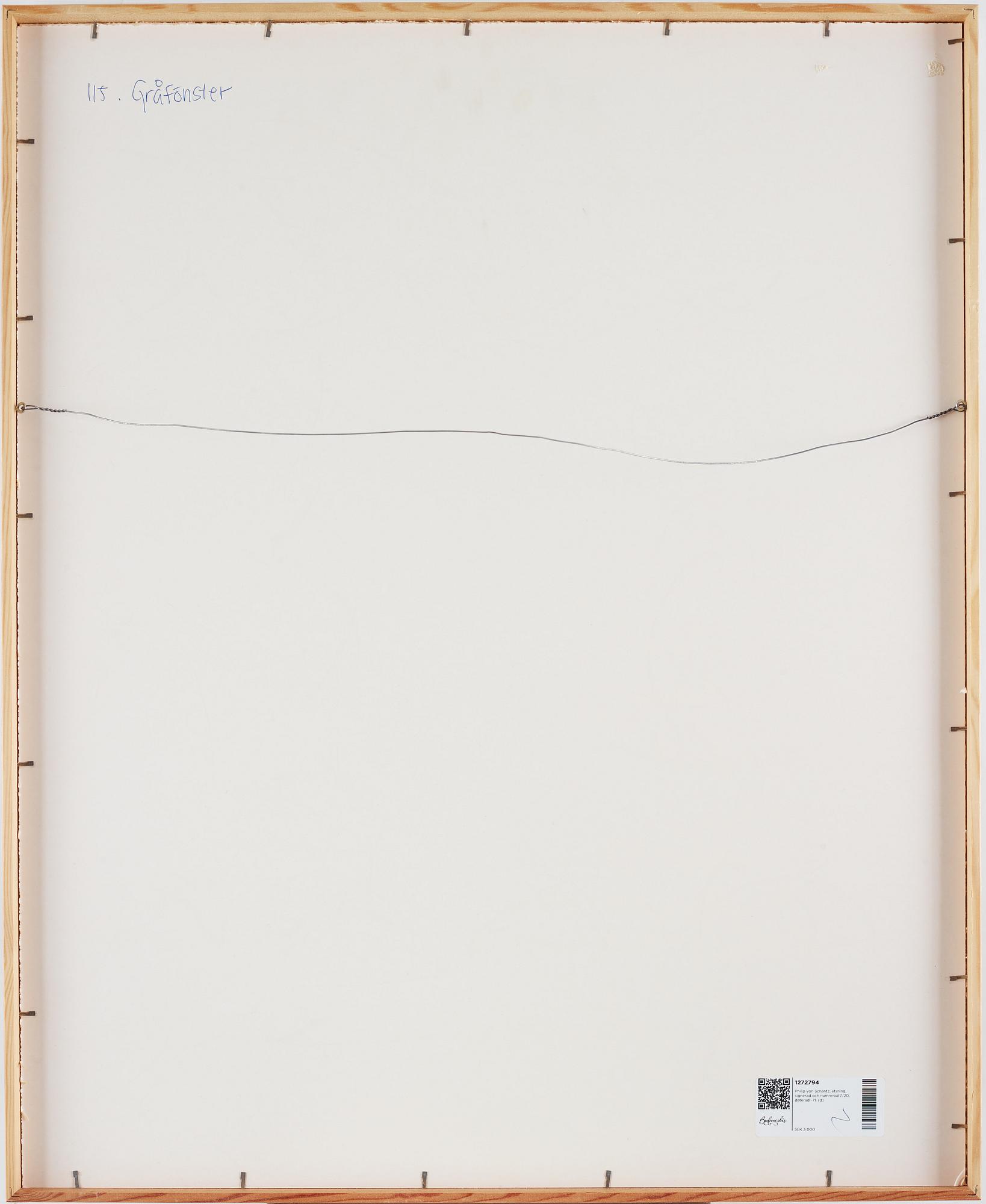 Philip von Schantz, etching, signed and numbered 7/20, dated -71.