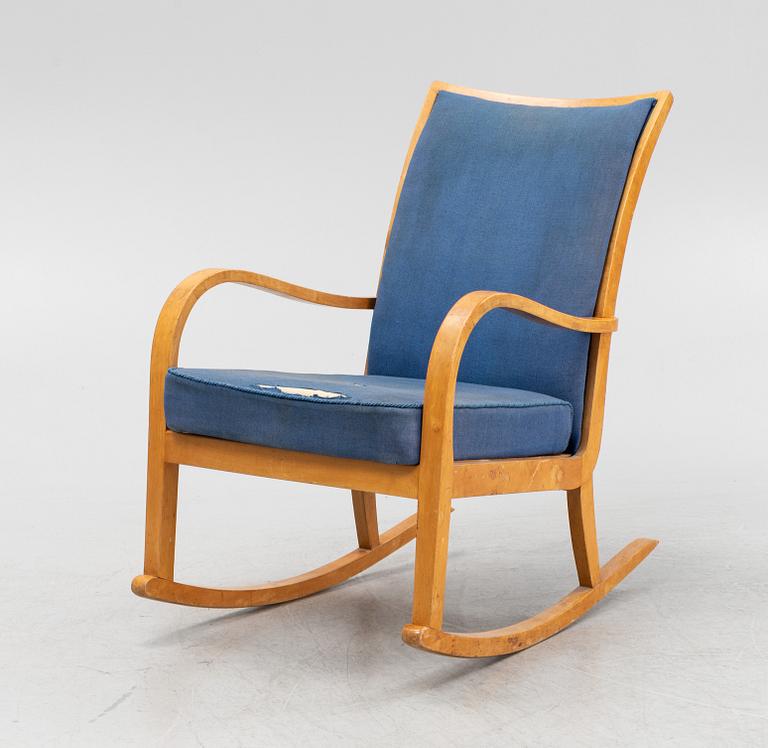 A birch rocking chair, Knoll, mid 20th century.