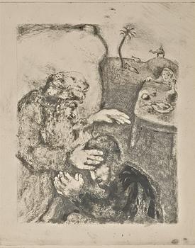 Marc Chagall, "Abraham et les trois Anges"; "Jacob béni par Isaac"; "L'echelle de Jacob"; "La lutte avec l'ange", ur: "La Bible".
