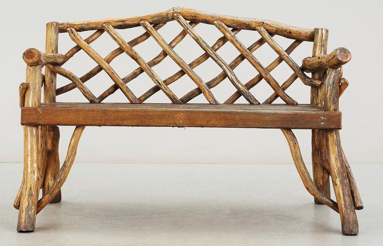 TRÄDGÅRDSMÖBLEMANG, sk Grenmöbler, 5 delar, 1900-tal.