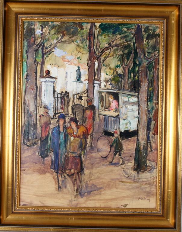 OLSSON, GOTTFRID. Gouache på pannå, sign.