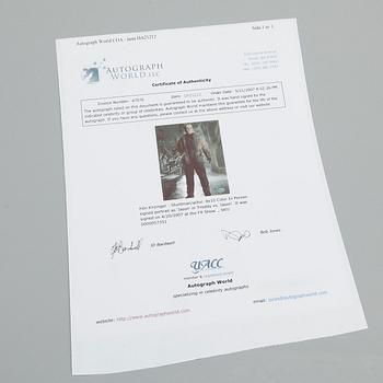 AUTOGRAFER av SKÅDESPELARE, 4 st, bl.a Anthony Hopkins, Uma Thurman & Keanu Reeves.