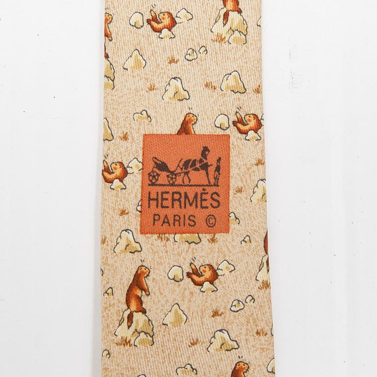 HERMÈS, a set of three silk ties.