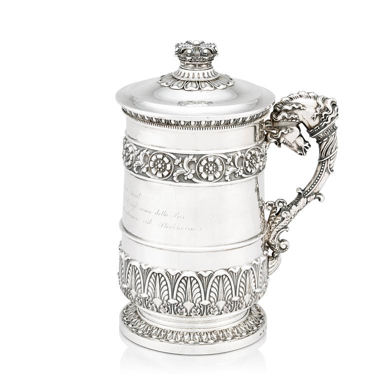 A Swedish early 19th Century silver tankard, mark of Adolf Zethelius, Stockholm 1831.