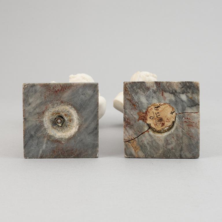 Jean-Antoine Houdon, afteer. A pair. Parian.