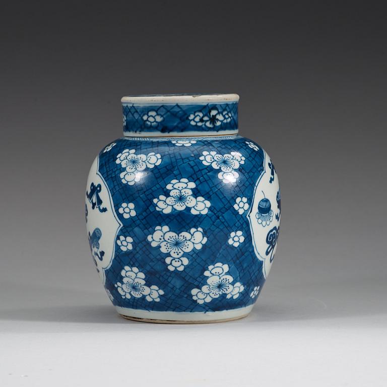 A blue and white jar with cover, Qing dynasty, Kangxi (1662-1722).