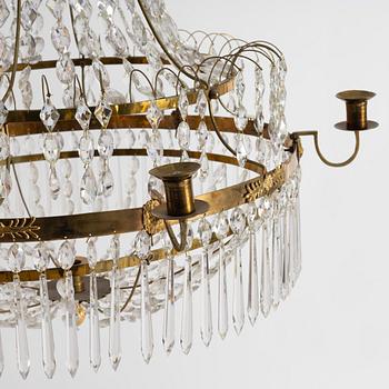 Ljuskrona, för sju ljus, Stockholmsarbete, 1700-talets slut, Sengustaviansk.