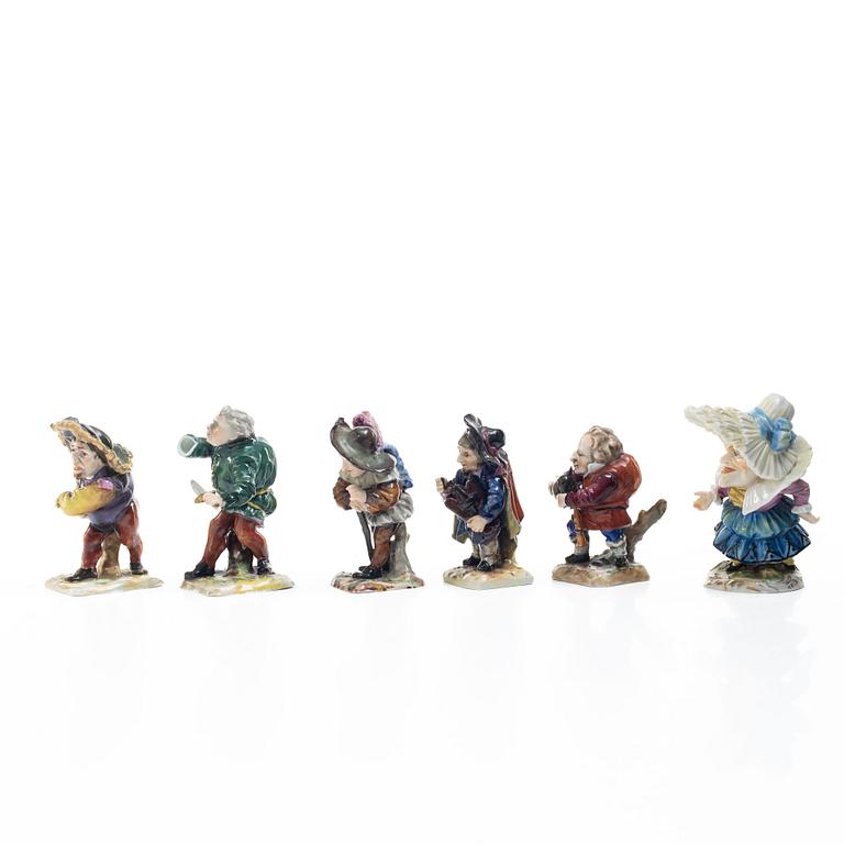 Figurines, 6, porcelain, Naples.