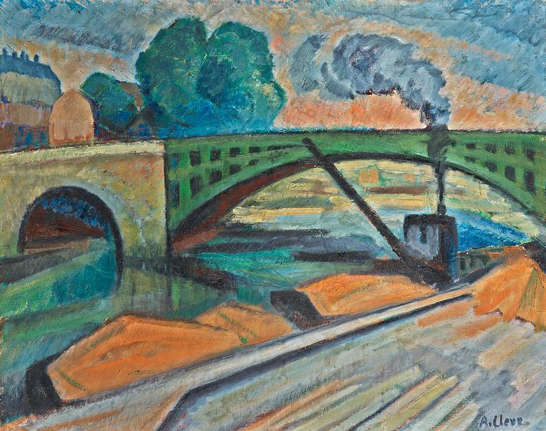 Agnes Cleve, City view with bridge, Stockholm.